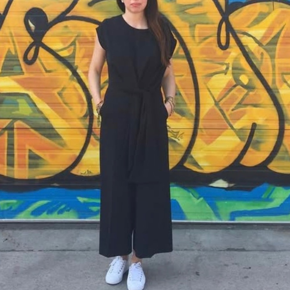 InWear Abby Jumpsuit 6 Small Medium Black Wide Leg Cropped